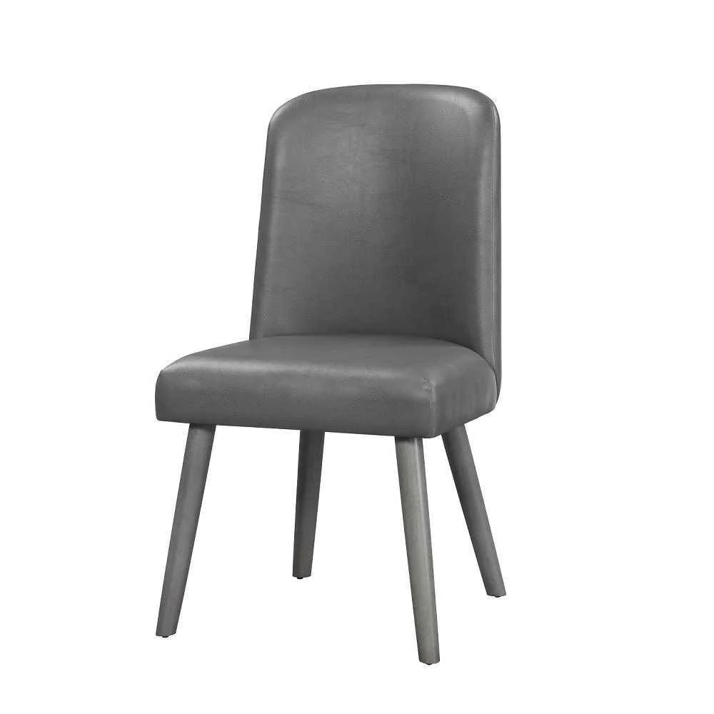 Environmentally Friendly Waylon – Side Chair Set of 2 – Gray Synthetic Leather Gray Oak Original Design