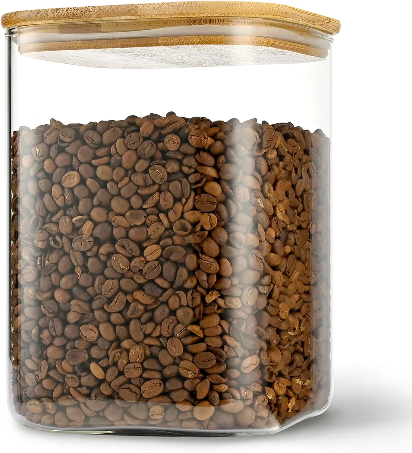 Soft D2scrma 115oz Airtight Glass Square Storage Canister with Bamboo Lid Set of 1 3400ml Gallon Glass Jars Large Kitchen Canister for Sugar Flour Cookies and Coffee beans ‎with Black Lable High-End