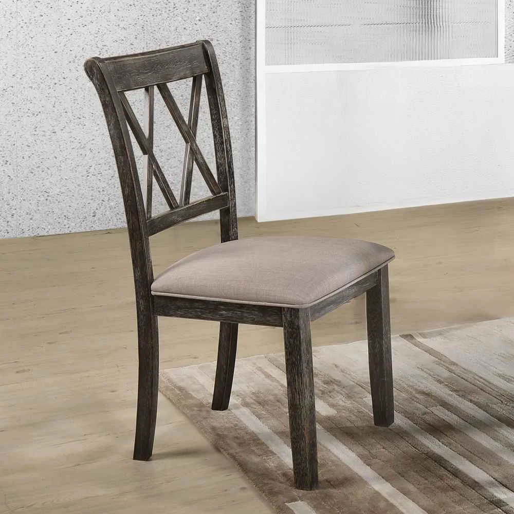 Refined Claudia II – Side Chair Set of 2 – Beige Fabric Weathered Gray Superior