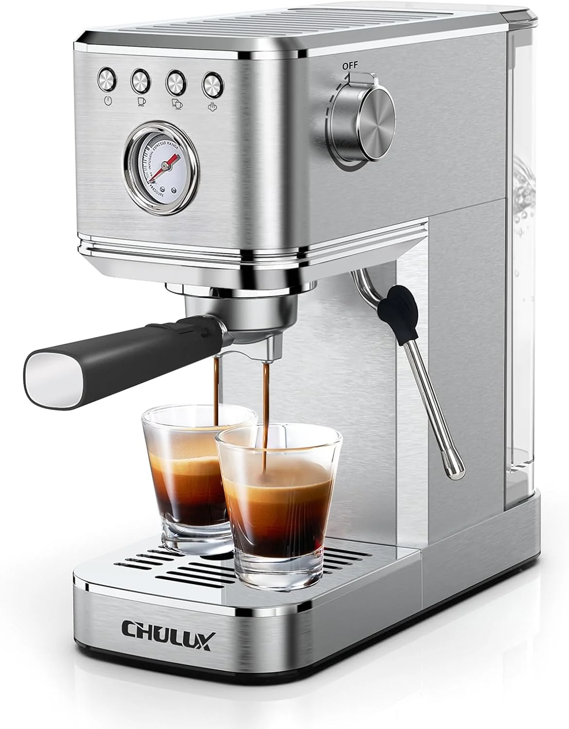Superior CHULUX Kom-Pro Espresso Machine 20 Bar Semi Automatic Stainless Steel Coffee Machine for Home Latte Cappuccino Espresso Maker Powerful Milk Frother Steam Wand Verified