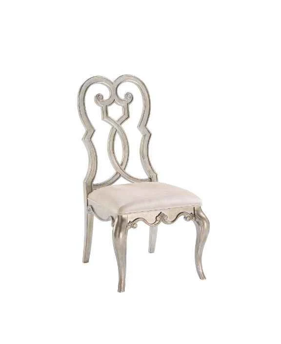 Premium Esteban – Side Chair Set of 2 – Ivory Velvet Antique Champagne Outstanding