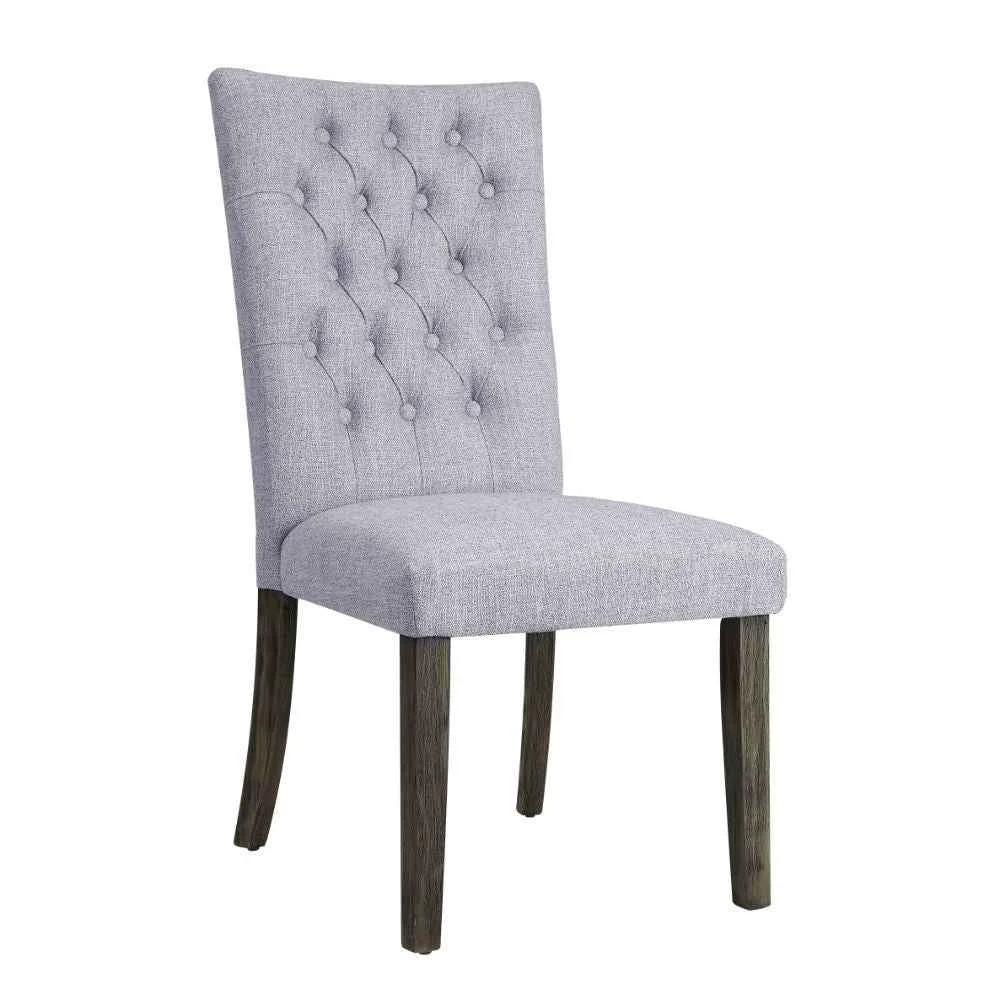 Stylish Merel – Side Chair Set of 2 – Gray Linen Gray Oak Artisan