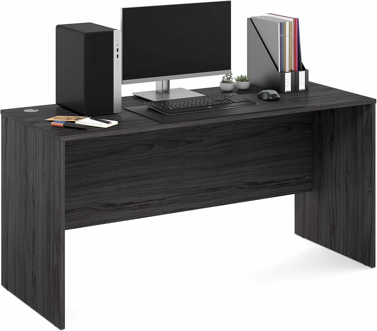 User-Friendly Rectangular Sixty Inch Coastal Grey Executive Desk First-Class