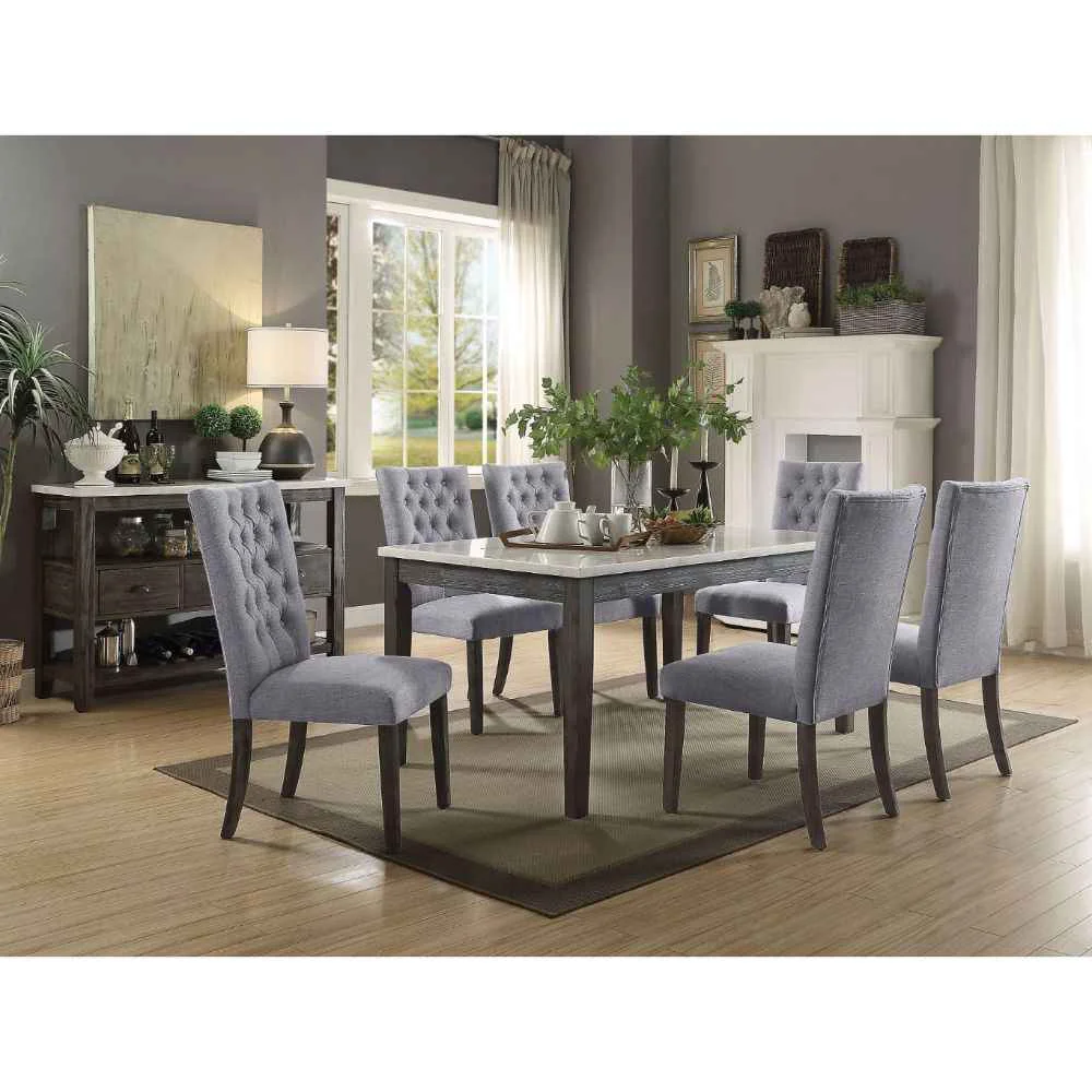 Elegant Merel – Dining Table – White Marble Top Gray Oak User-Friendly