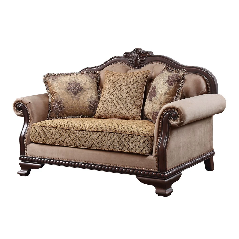 Consistent Chateau De Ville – Loveseat With 3 Pillows Same Lv01589 – Fabric Espresso Pure