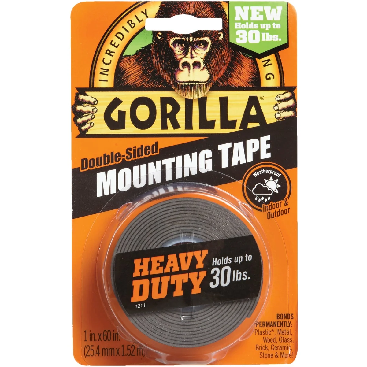 Comfortable Gorilla 1 In. x 60 In. Black Heavy Duty Double-Sided Mounting Tape 30 Lb. Capacity Carefully Designed