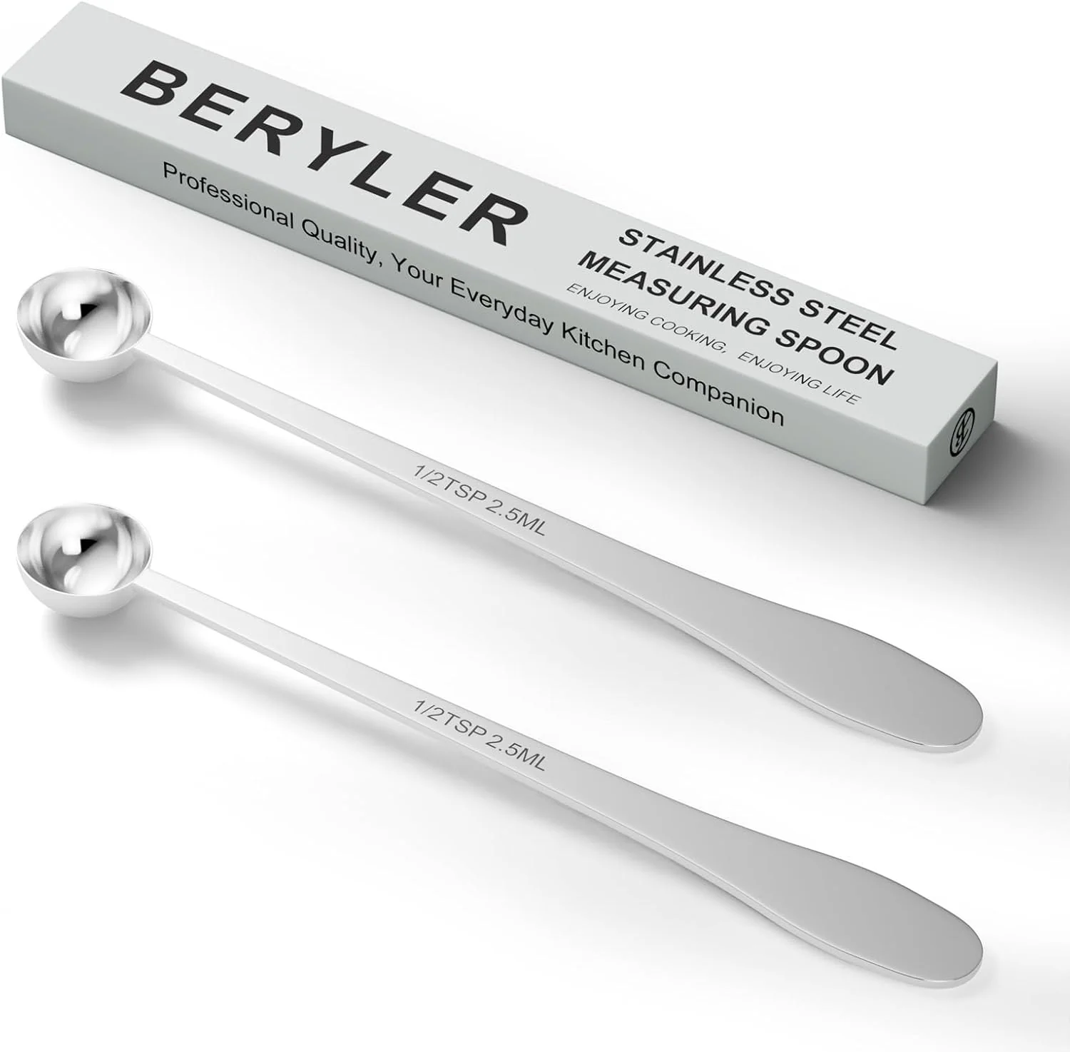 Expertly Made 2PCS 1 2 Teaspoon 1 2tsp 1 6tbsp 2.5 ml Single Measuring Spoon Extra-long Handle Individual Measure Scoop Stainless Steel Spoons Only Smart