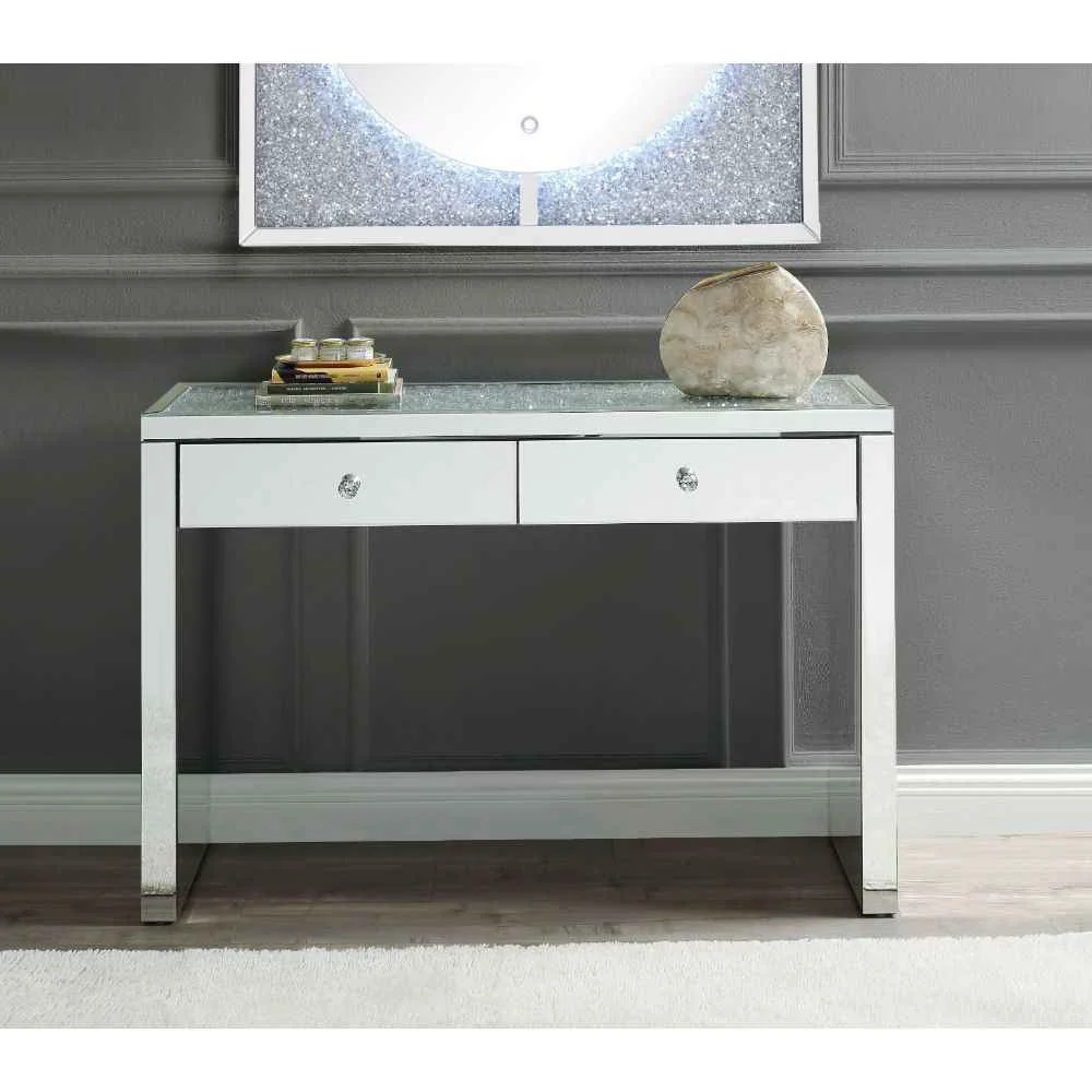 User-Friendly Noralie – 32 H Console Table – Mirrored Faux Diamonds Fashionable