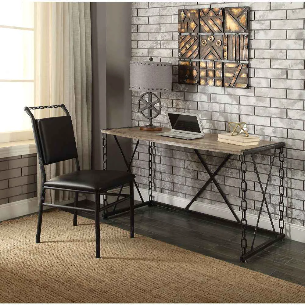 Powerful Jodie – Writing Desk Same Ac00905 – Rustic Oak Antique Black Contemporary