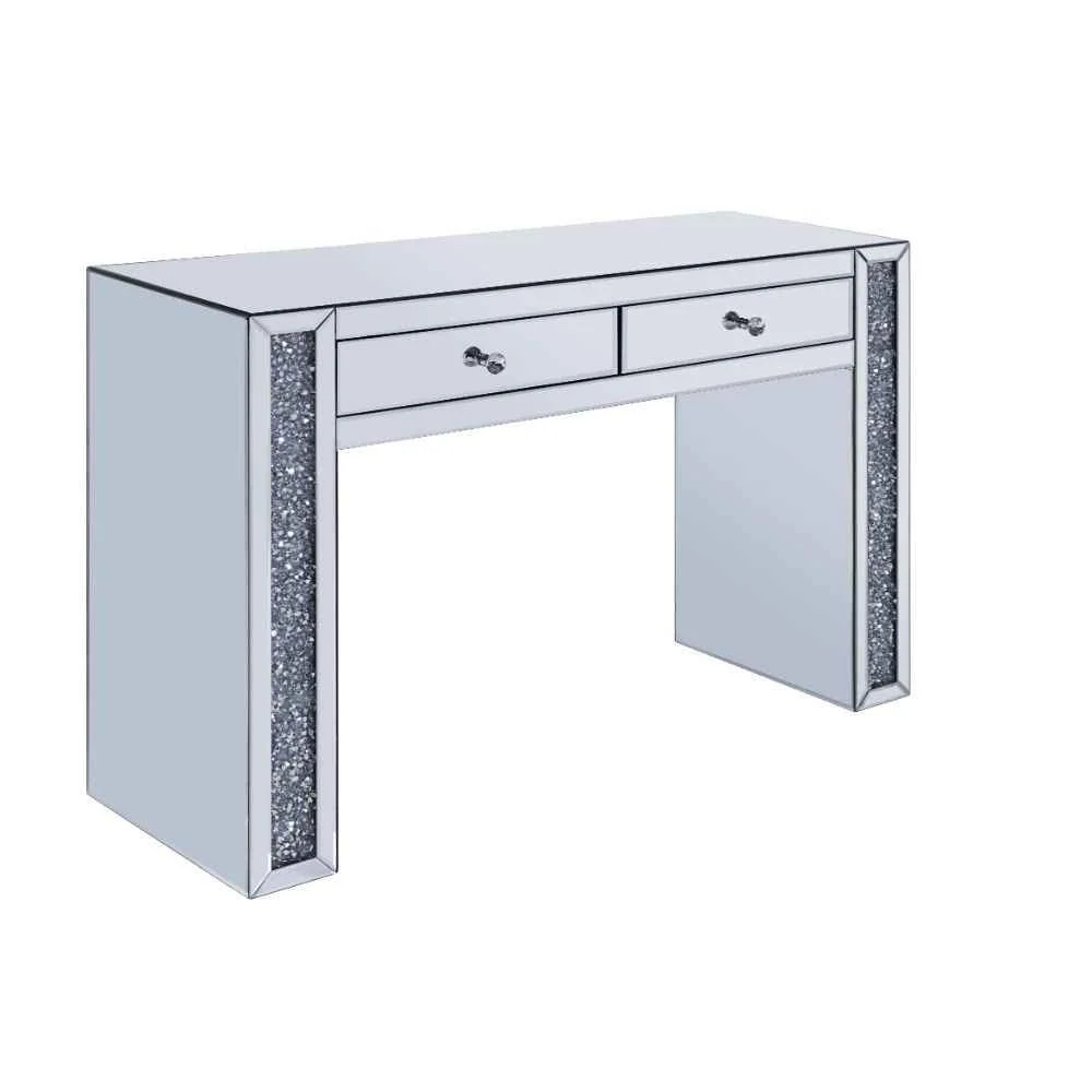 Carefully Designed Noralie – Vanity Desk – Faux Diamonds Mirrored Organic
