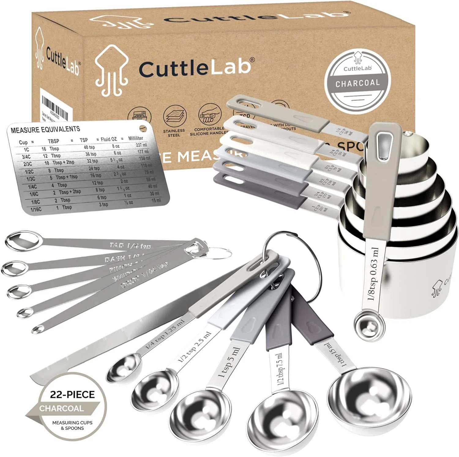 High-Performance 22-Piece Stainless Steel Measuring Cups and Spoons Set Tad Dash Pinch Smidgen Drop Mini Measuring Spoons Measuring Stick Leveler Expertly Made
