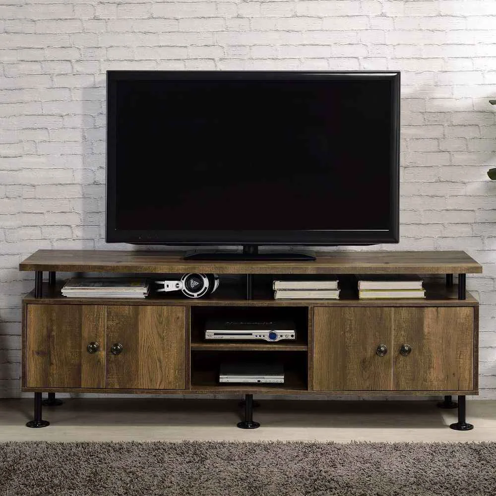 Premium Material Ensata II – TV Stand – Rustic Oak Black Green