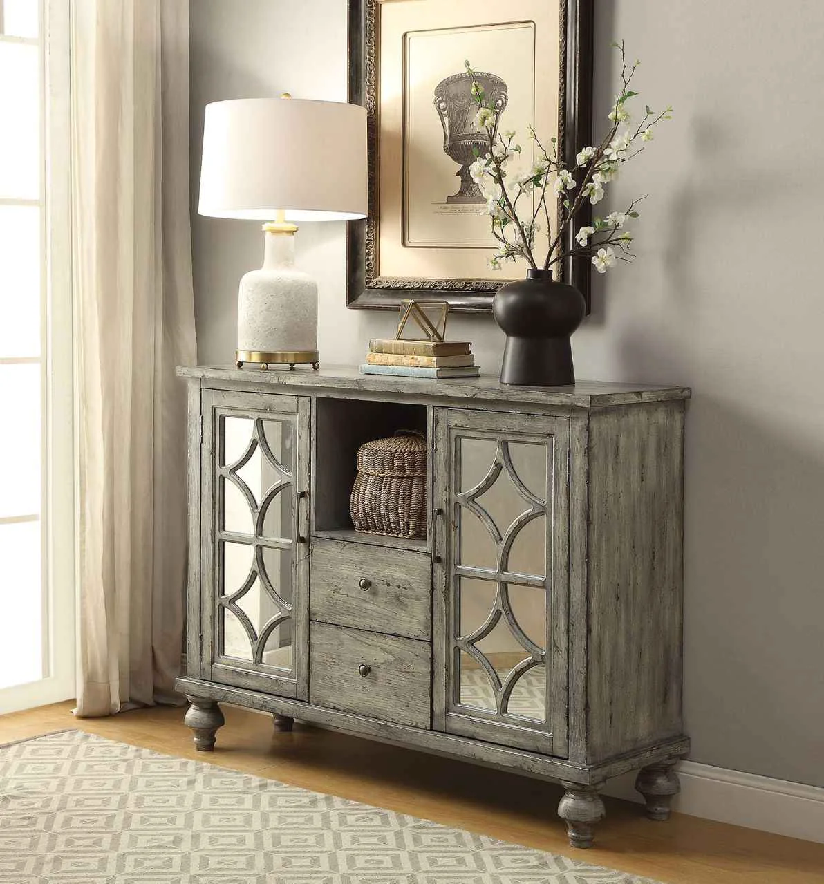 Sustainable Velika – 48 Console Cabinet – Weathered Gray Long-Lasting