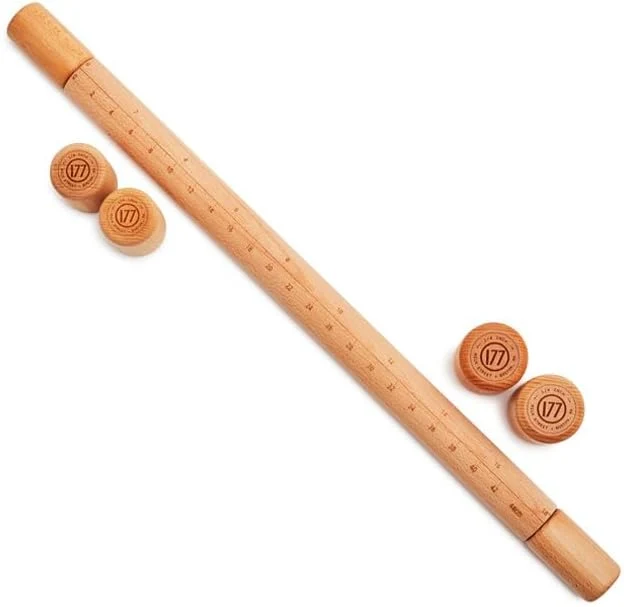 Innovative Milk Street Adjustable Rolling Pin – Precision Beechwood Dough Roller with Removable Height Guides Laser -Etched Ruler – 23 Length for Cookies Selected