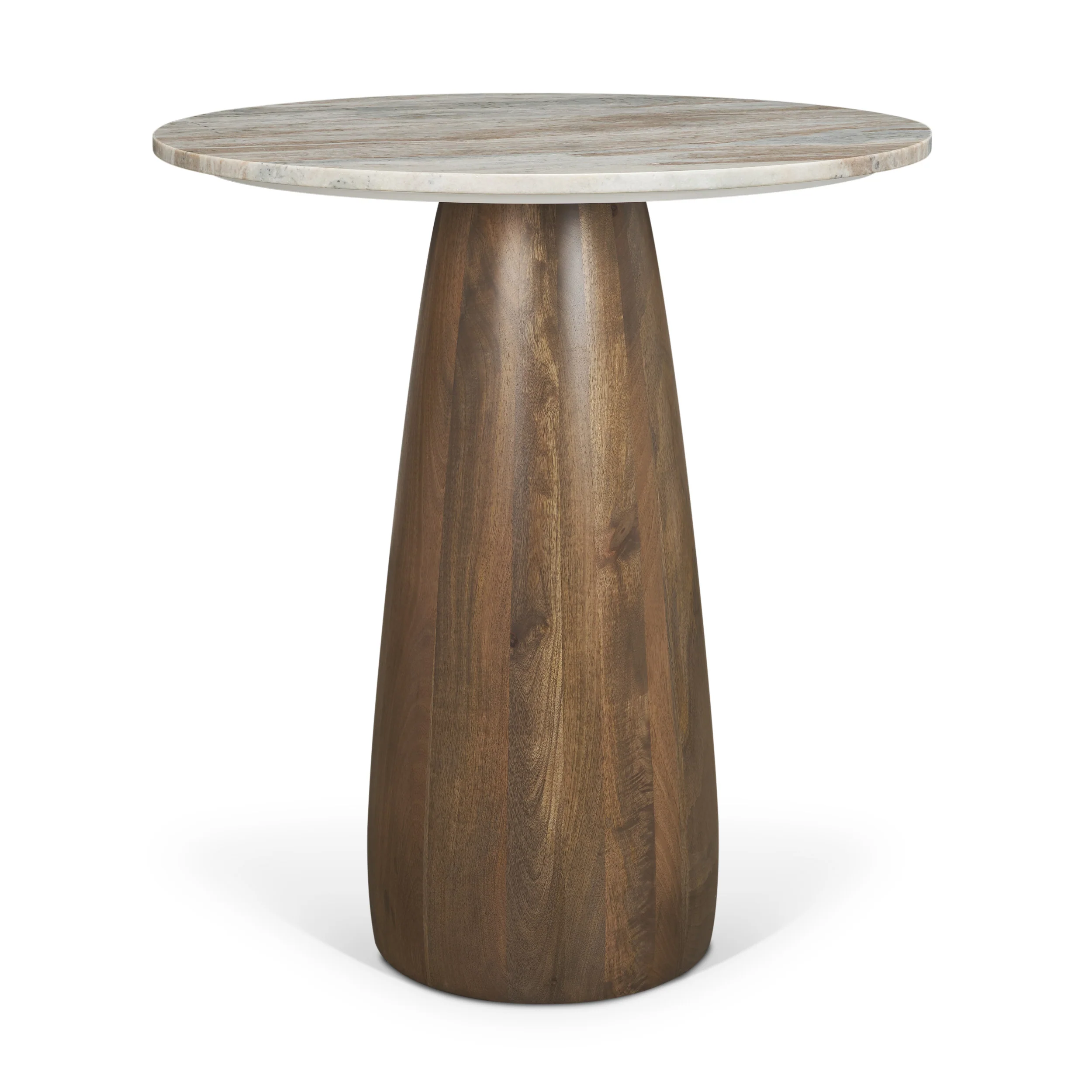 Verified Allyson 32 Round Medium Brown Wood w Savar Pink Marble Top Bistro Table Effective