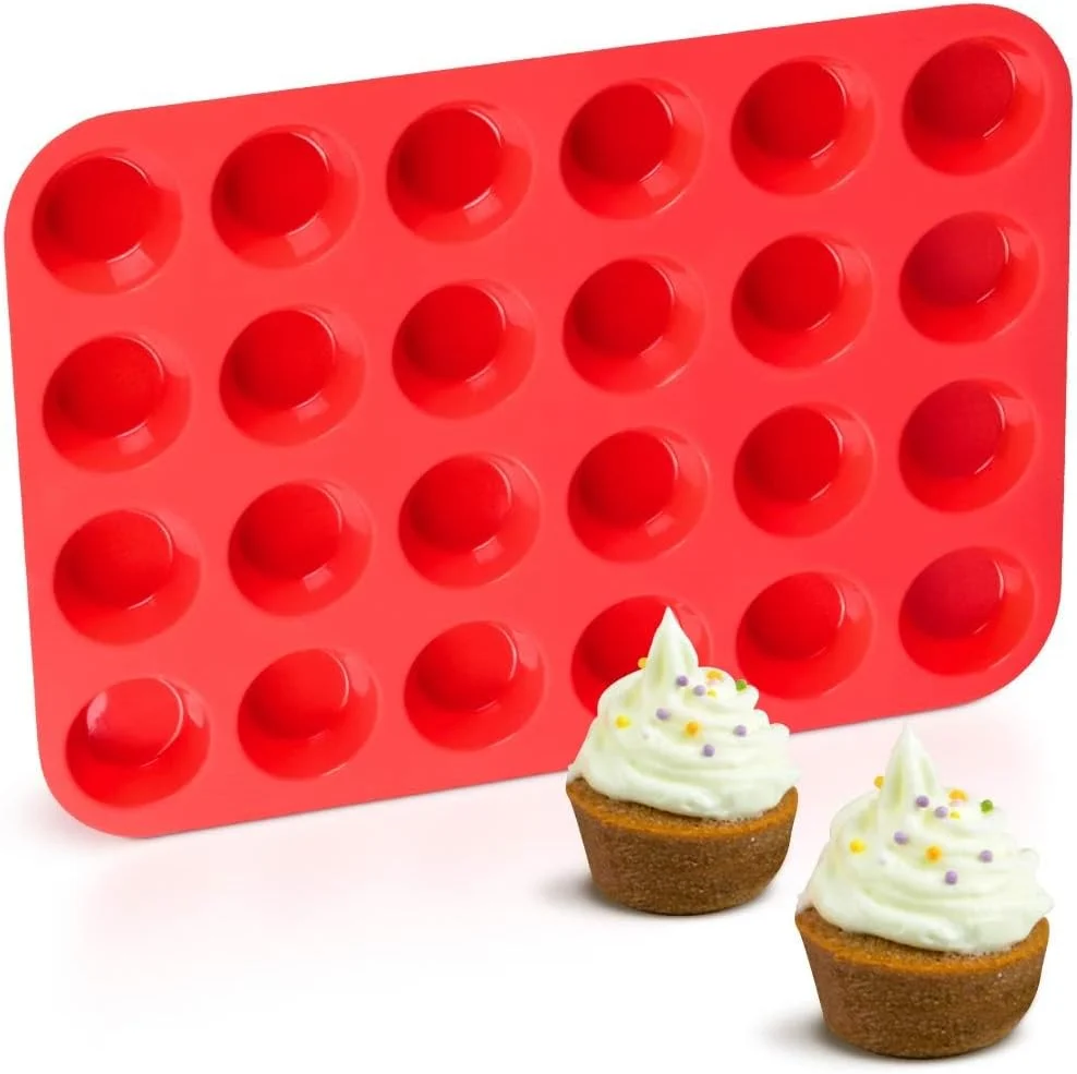 Efficient Caketime Silicone Muffin Pan Mini 24 Cups Cupcake Pan Nonstick Food Grade Silicone Baking Pan 1 Pack Versatile