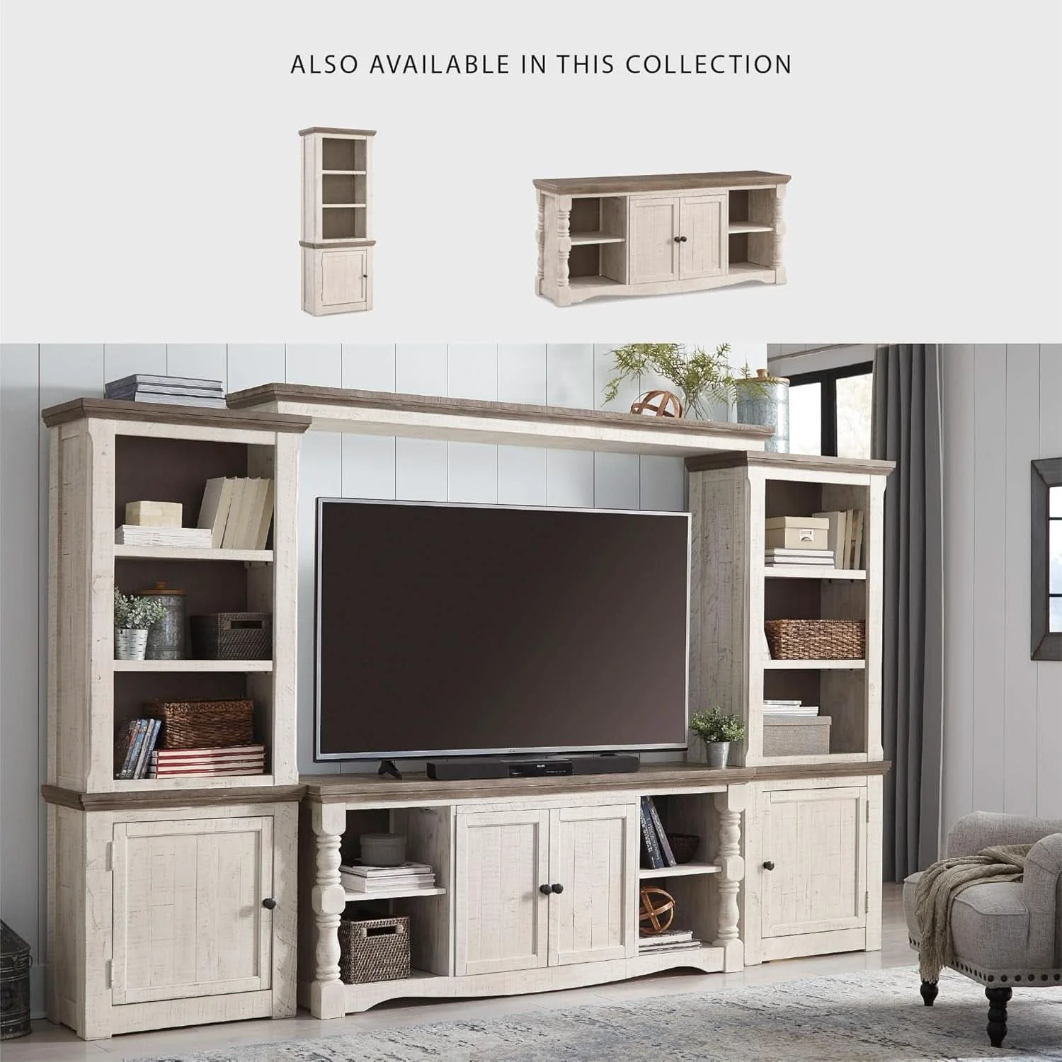 First-Class 65 Inch Farmhouse TV Stand Timeless White Weathered Optimized