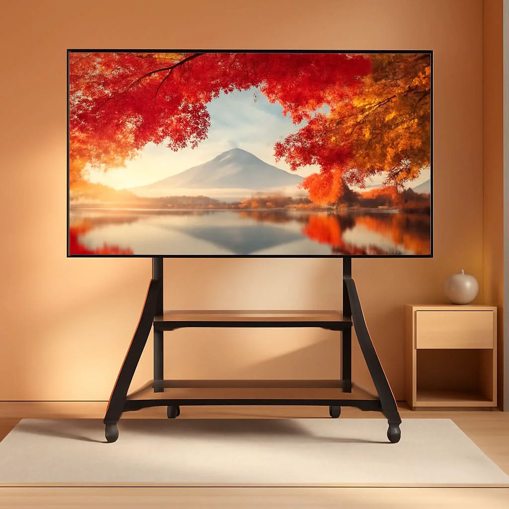 Top-Quality Rolling TV Floor Stand With Adjustable Shelving Unit Consistent