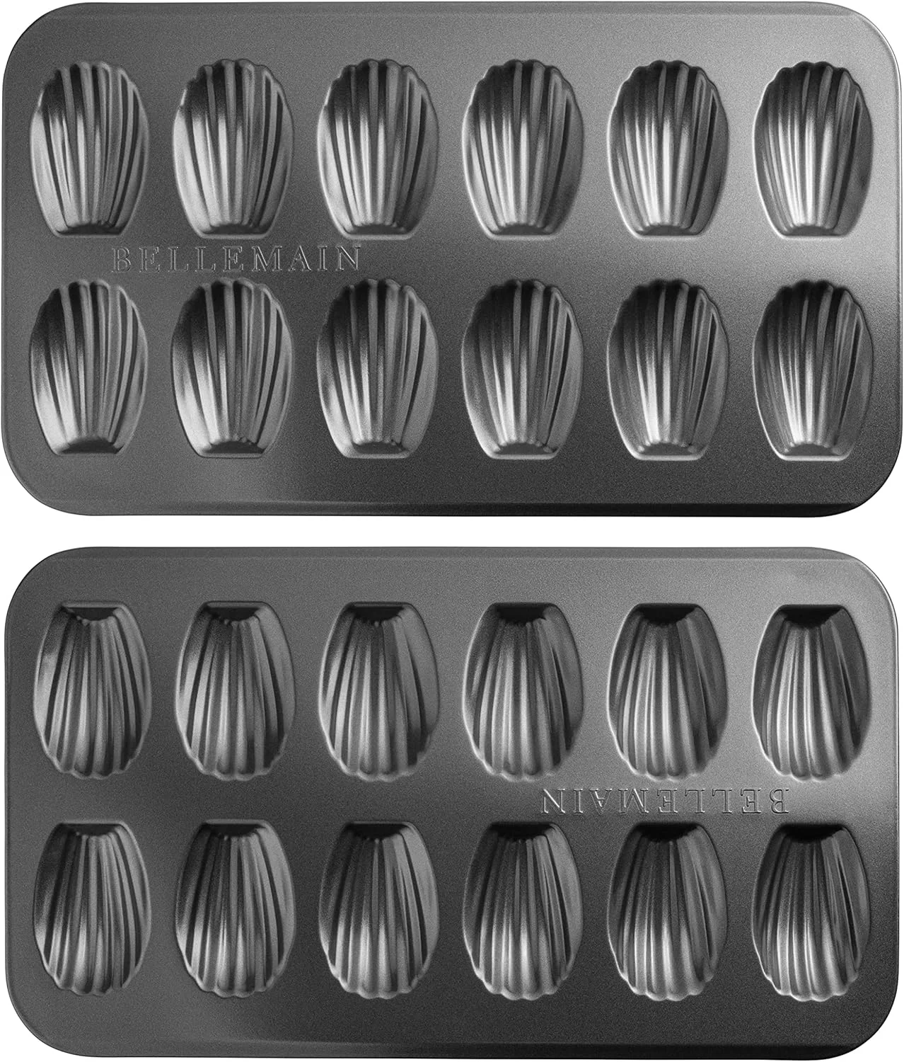 Top-Quality Bellemain Madeleine Pan 12-Well Madeleine Mold Makes 12 Madeleine Cookies Nonstick Tea Cake Pan for Madeleines Cakelet Pan Warp-Resistant Carbon Steel Madeline Pans 2-Pack Green