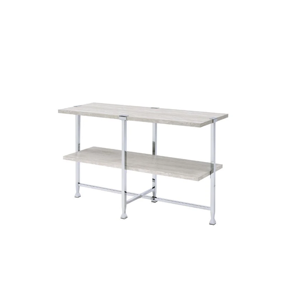 Refined Brecon – Sofa Table – White Oak Chrome Expertly Made