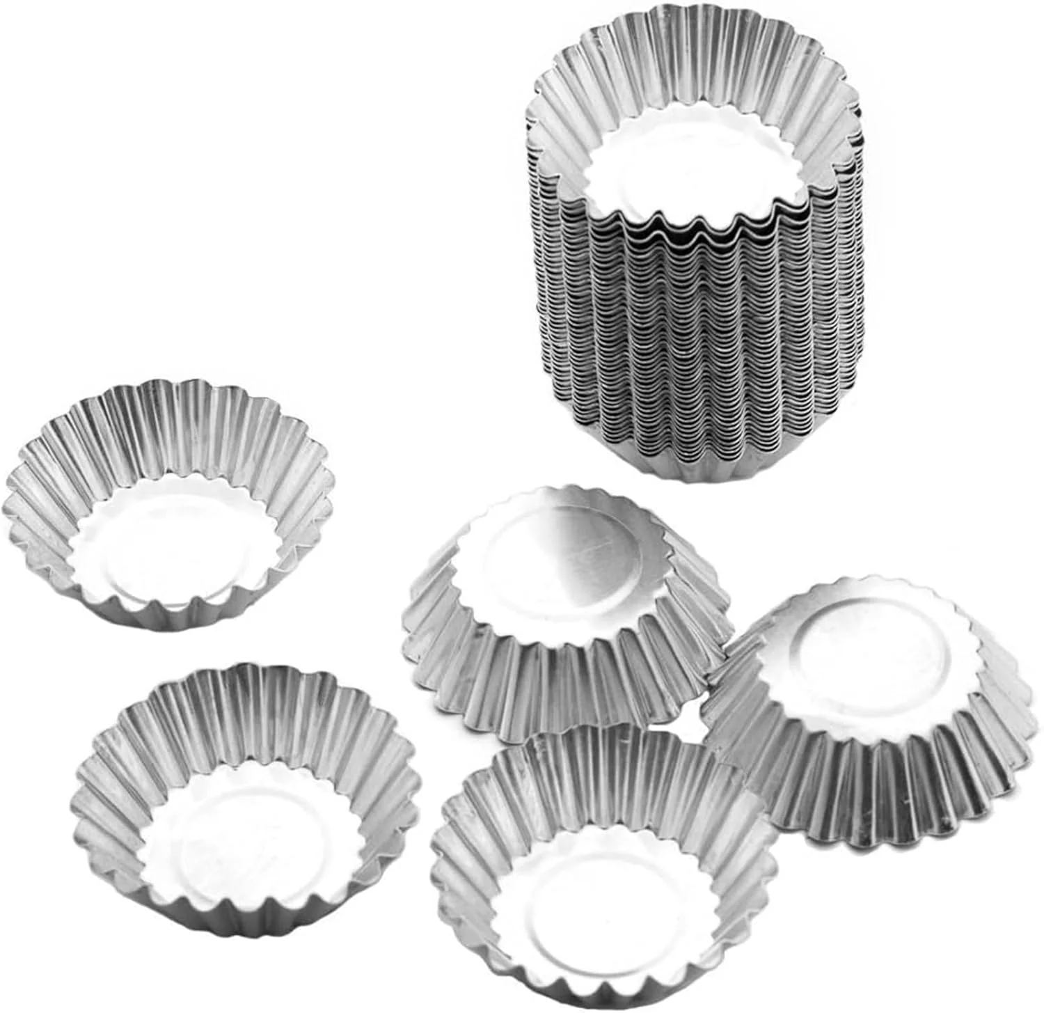 Detailed Tosnail 50 Pieces Aluminum Egg Tart Mold Small Tart Pie Tin Mini Cupcake Cake Muffin Cookie Mold Baking Cups Eco-Friendly