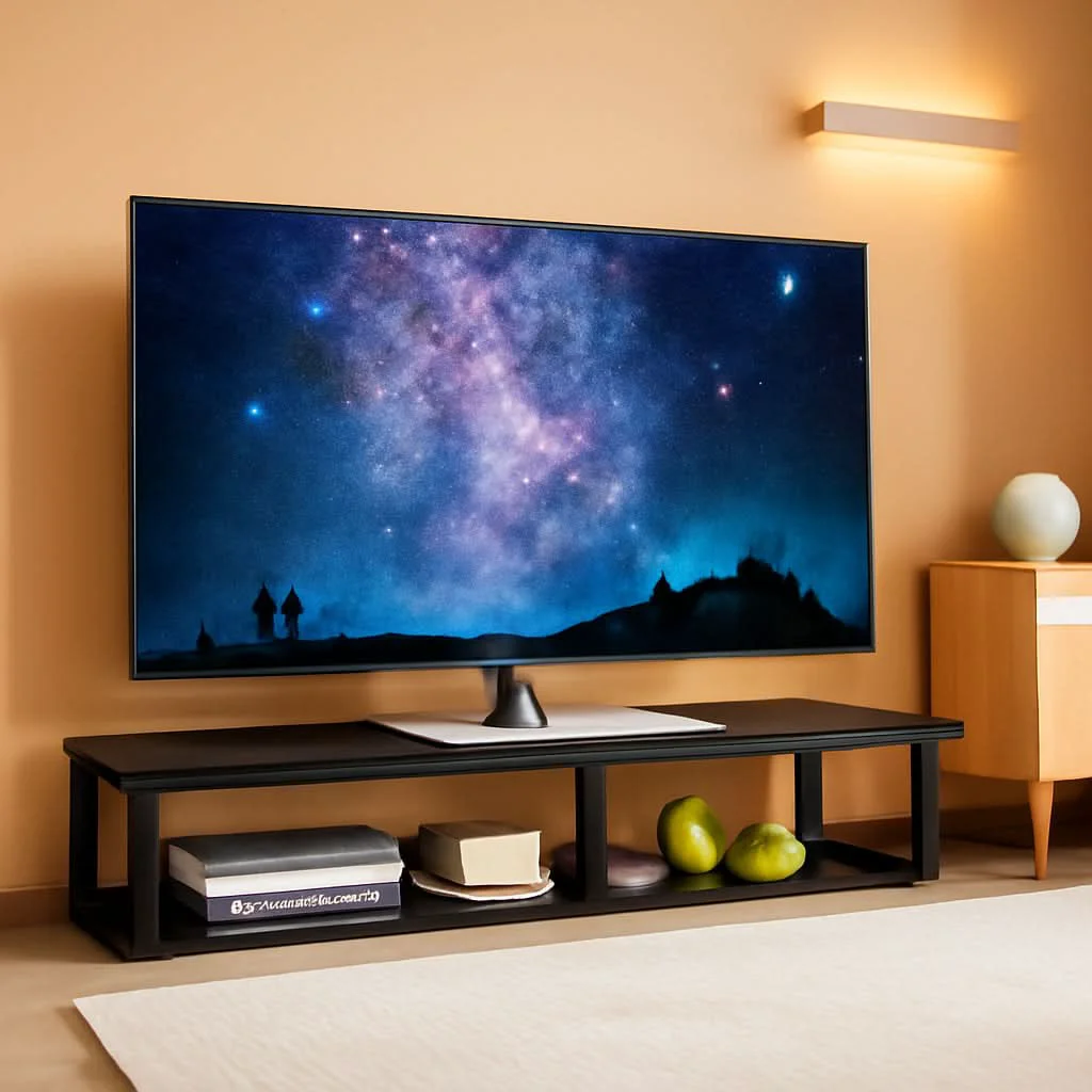 Quality Black 45 Inch TV Riser Stand Cable Management System World-Class