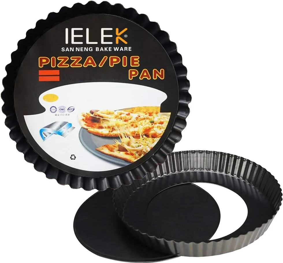 Casual IELEK Tart Flan Pie Pan Nonstick Heavy Duty 10 Inch Quiche Cheese Molds With Removable Loose Bottom Fluted Fine Crafted