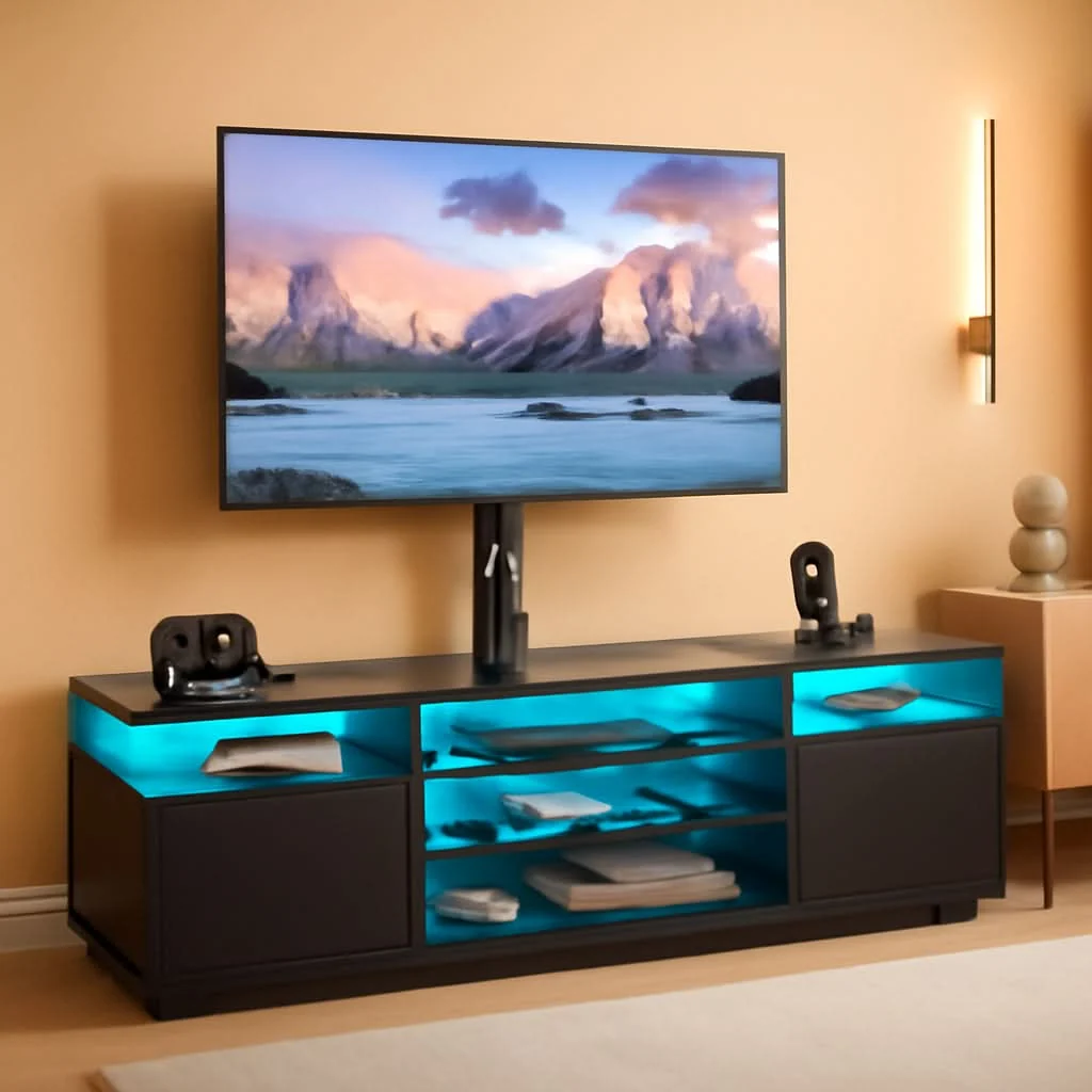 Top-Quality Black Sixty Inch TV Stand With Entertainment Center Verified