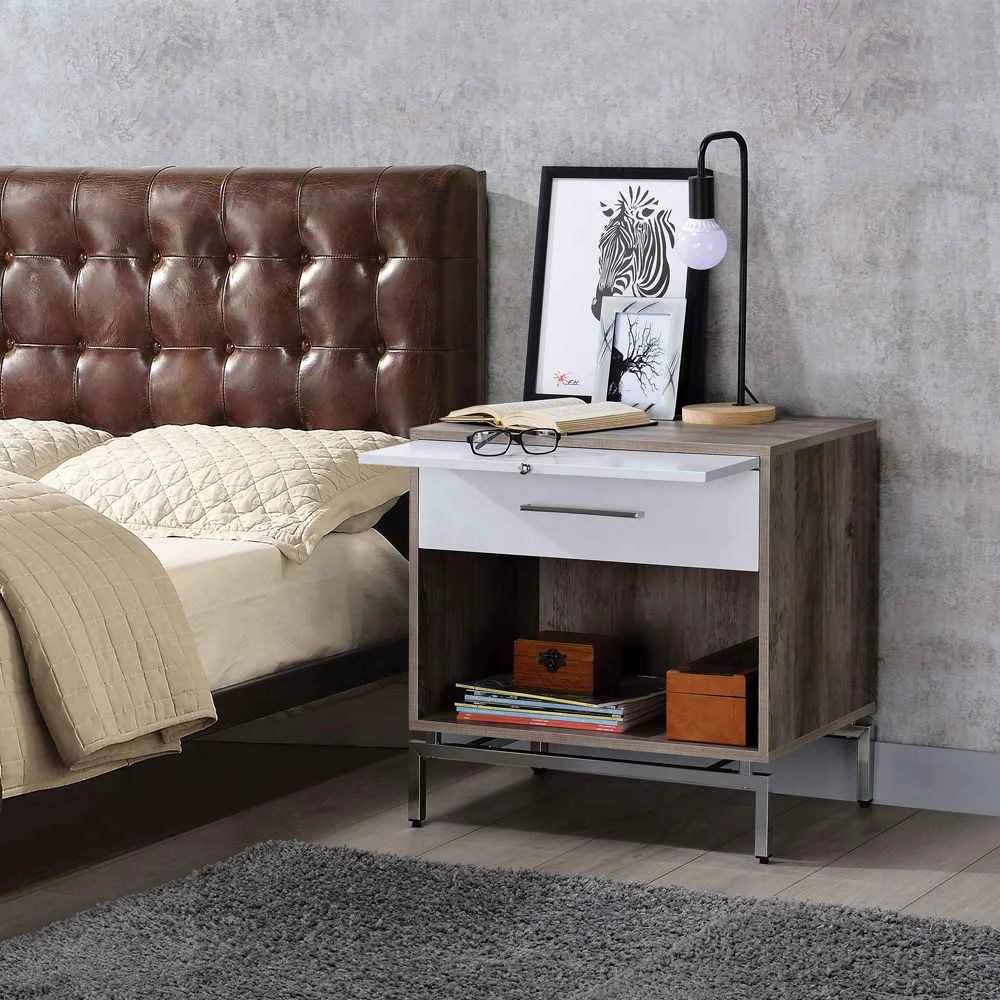Smooth Cistus – Accent Table – Weathered Gray Oak White Refined