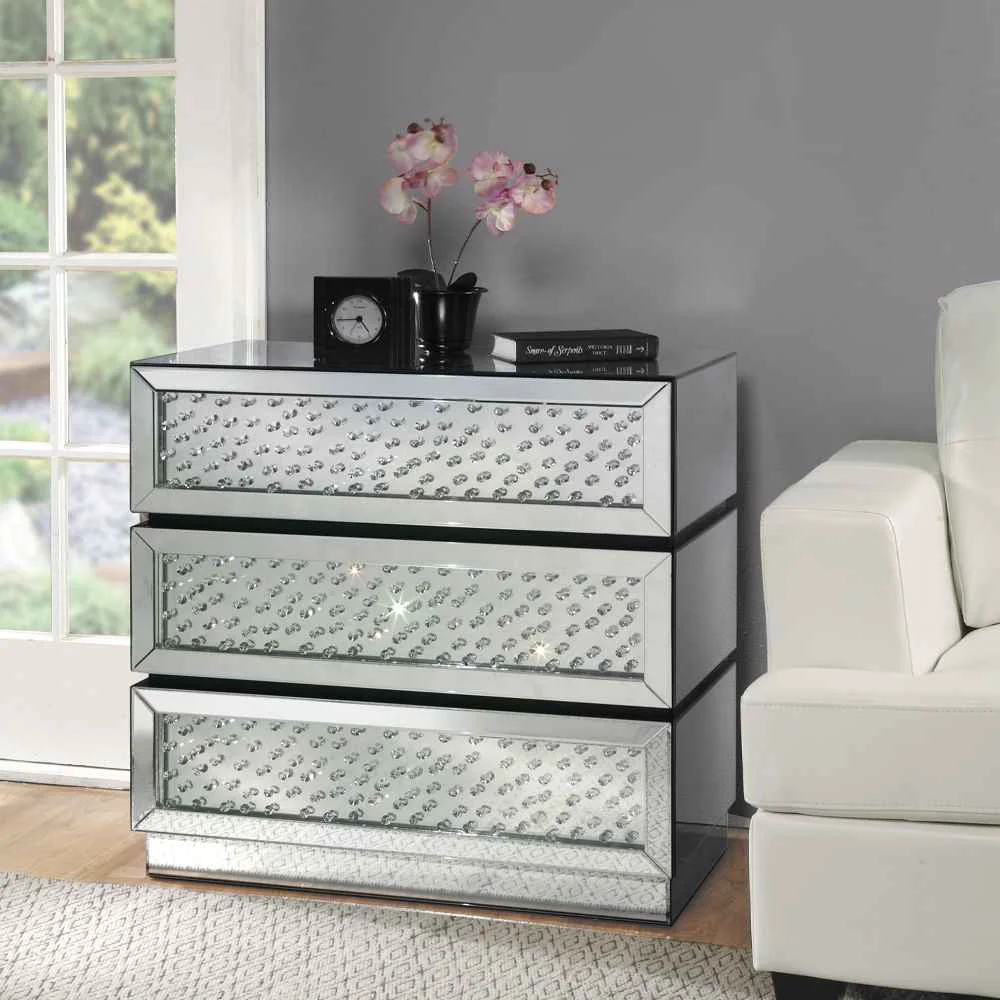 High-Performance Nysa – Console Cabinet – Mirrored Faux Crystals Luxury