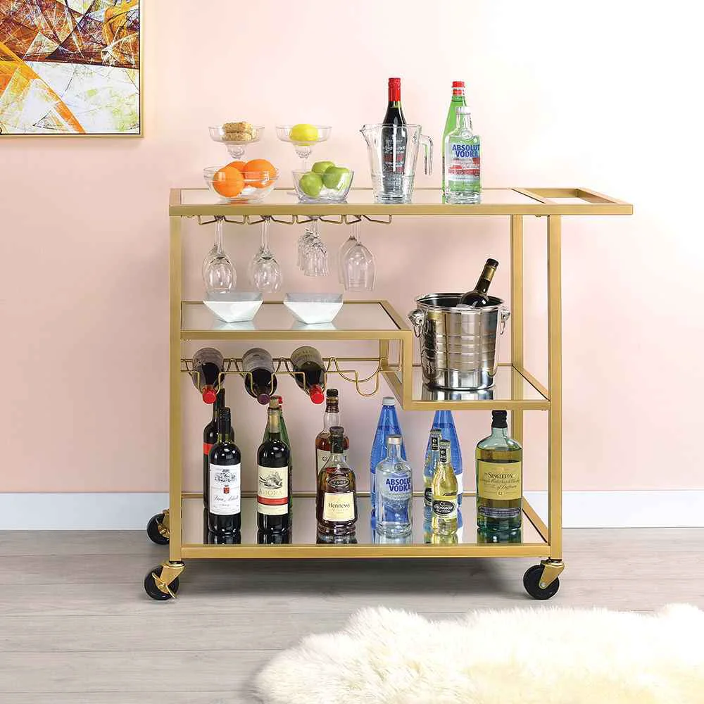 Selected Adamsen – Serving Cart – Mirrored Champagne Stylish