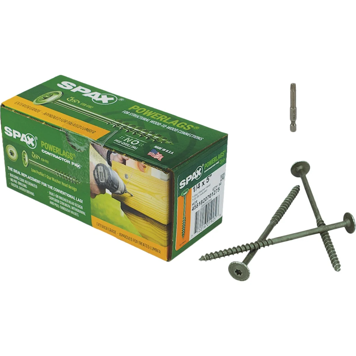 Original Spax PowerLags 1 4 In. x 5 In. Washer Head Exterior Structure Screw 50 Ct. Recyclable