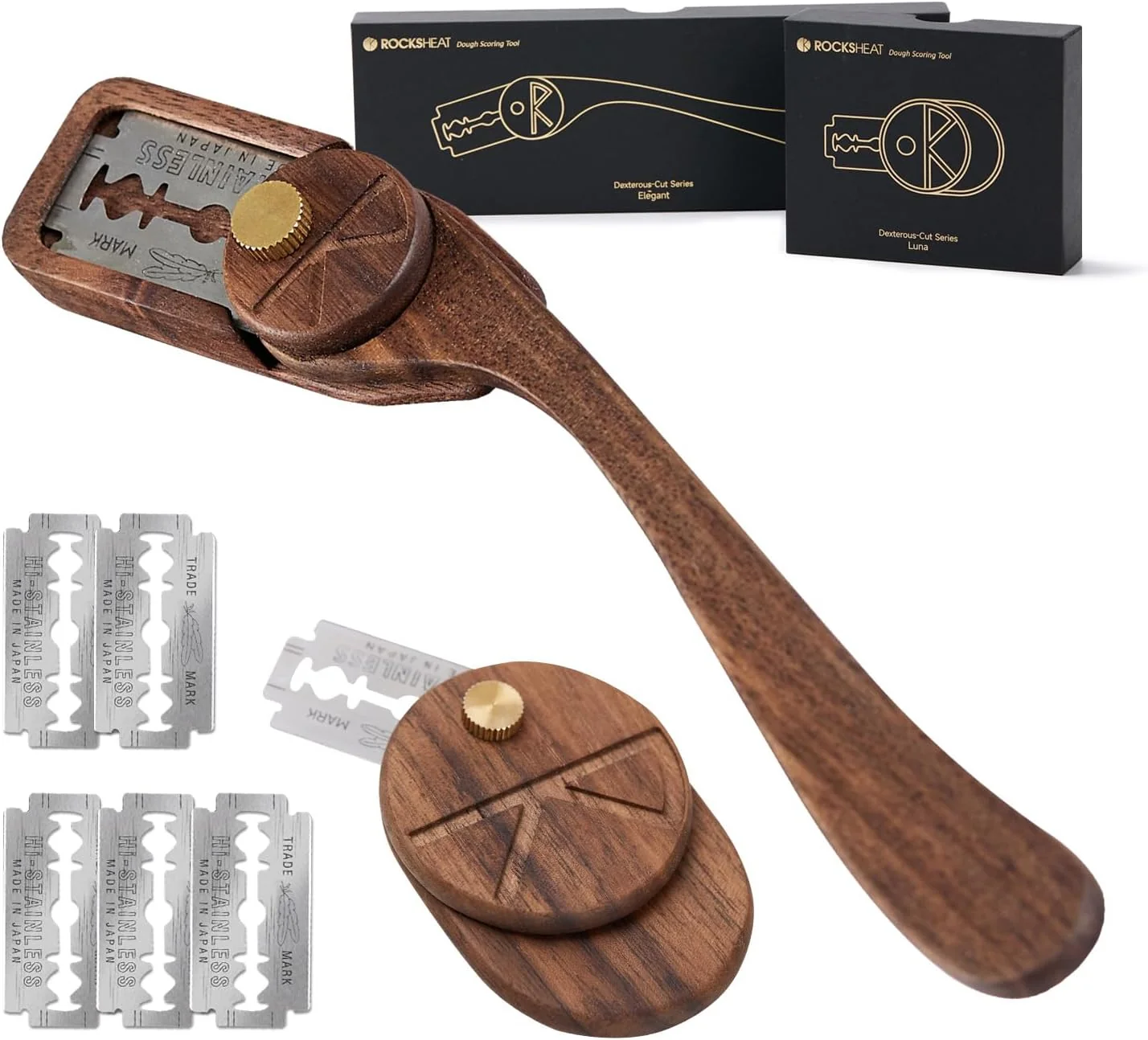 Practical Bread Lame Set with Blade Cover Two Scoring Knifes with 5 Feather Blades Dough Scoring Tool for Bread Baking Efficient
