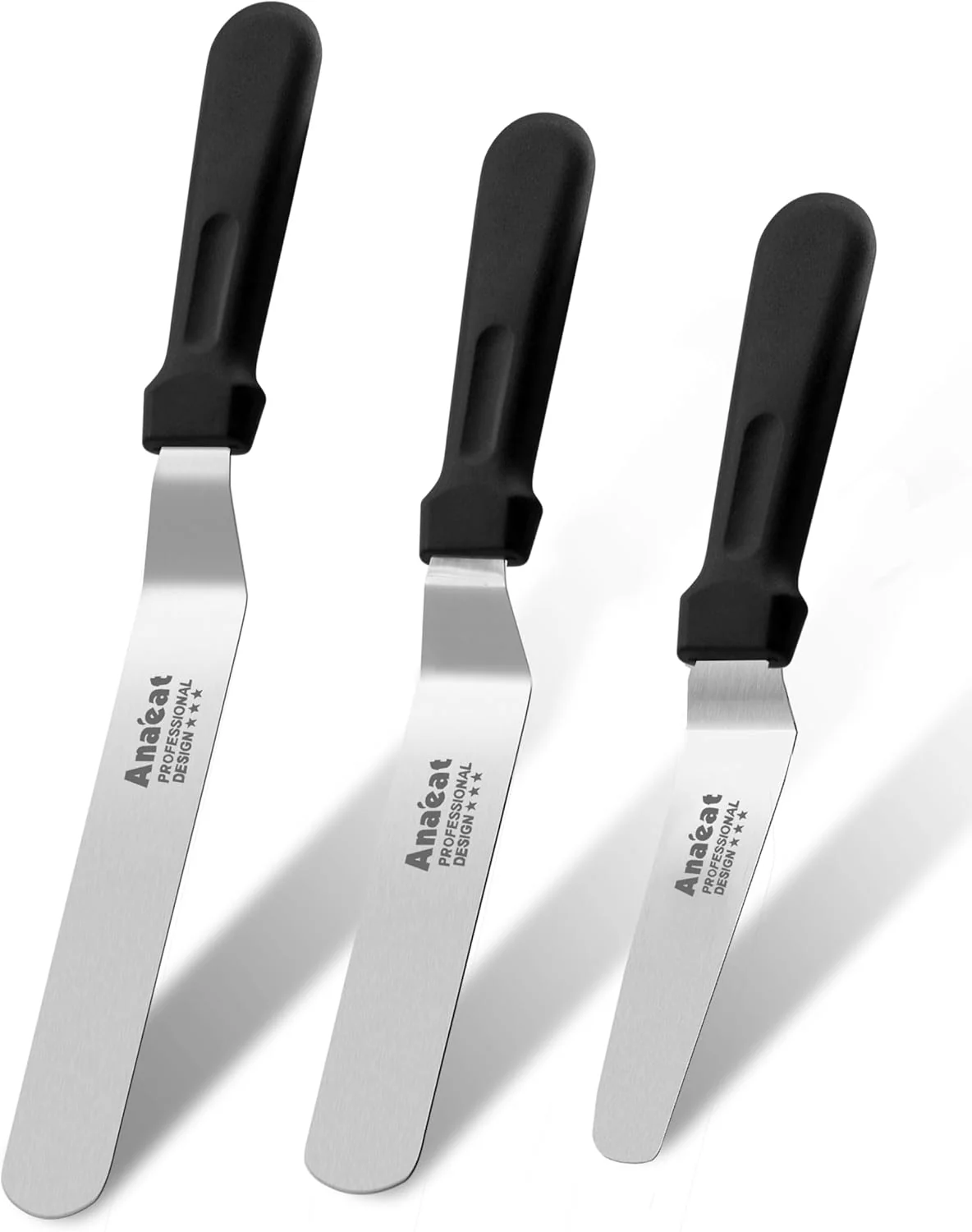 Functional Anaeat Icing Spatulas Set of 3 Professional Cake Angled Offset Spatula with 4 6 8 Stainless Steel Blades Reliable