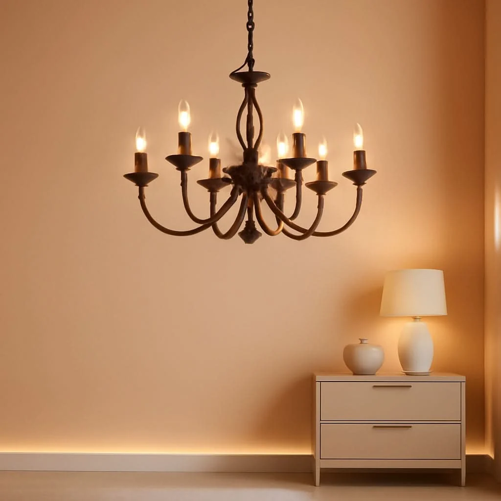 Expertly Made Six Light Farmhouse Candle Chandelier Oil Rubbed Brown Ceiling Light Artisan