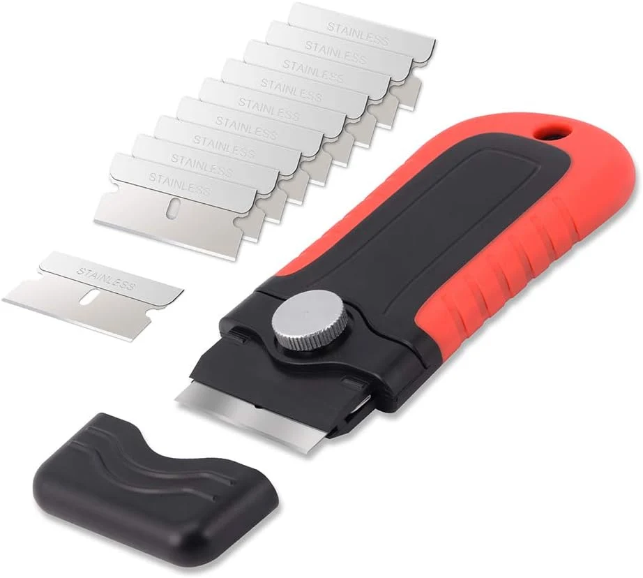 Superior Gomake Razor Blade Scraper Tool with Blade Storage Container Glass Cooktop Stove Scraper with 10PCS Stainless Steel Blades for Glass Clean Paint Green