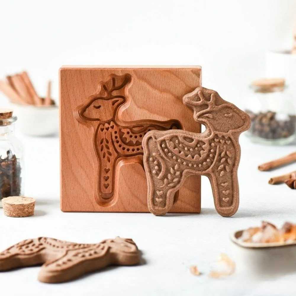 Professional Wooden Cookie Molds Wooden Cookie Biscuit Mold Baking Cookie Mold Wooden Carved Mold Cookie Cutter Embossing Mold DIY Shapes Cookie Stamp Premium Material