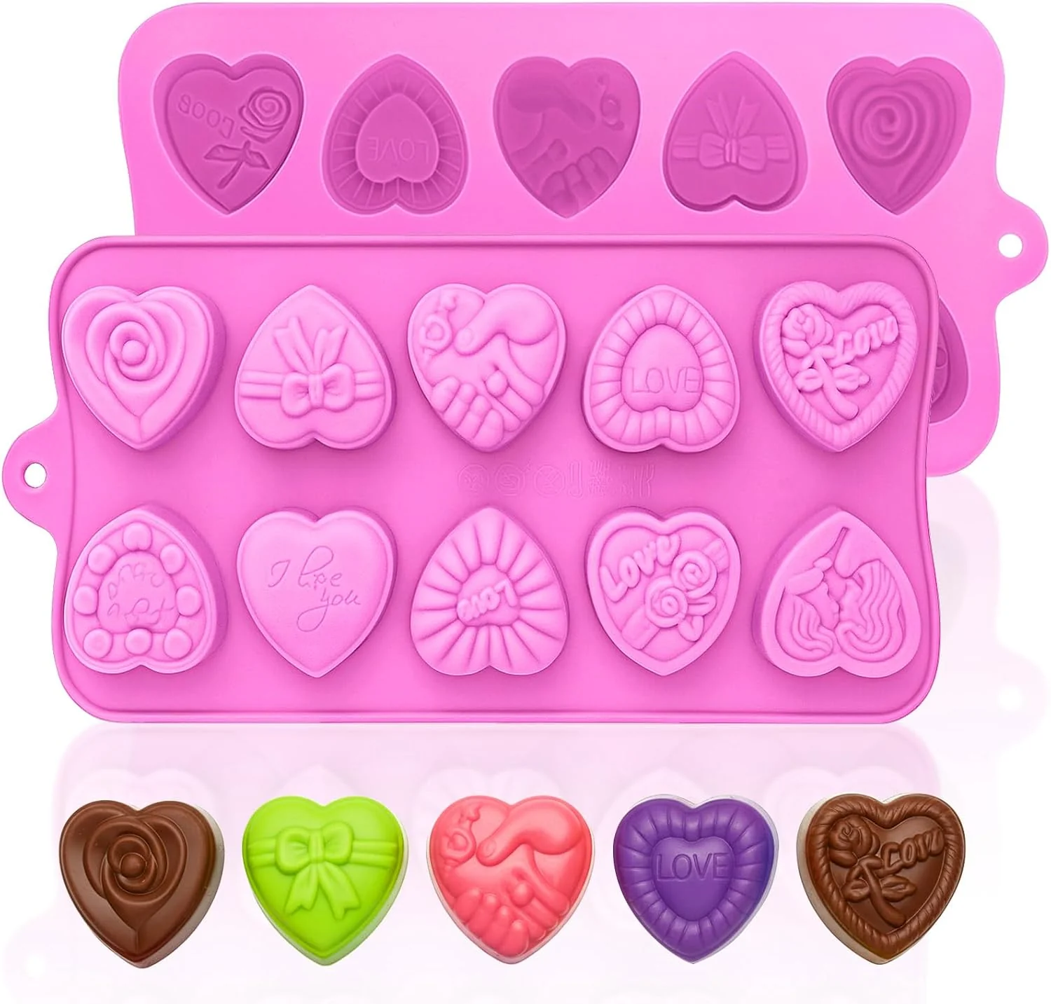 Smart HKNMTT Heart Molds Silicone Valentine’s Day Chocolate Small 10 Love Conversation Shapes Truffle Gifts Bite Size 3D Rose Candy Mould Gummy Jello Gelatin Cute Wax Melt Ice Cube Handmade Soap DIY Making Carefully Designed