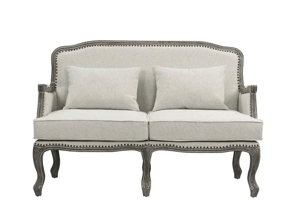 Reliable Tania – Loveseat With 2 Pillows – Cream Linen Gray Outstanding