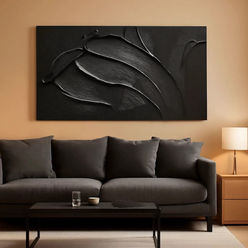 User-Friendly Black Abstract Wall Art Textured Large 29×58 Inches Verified