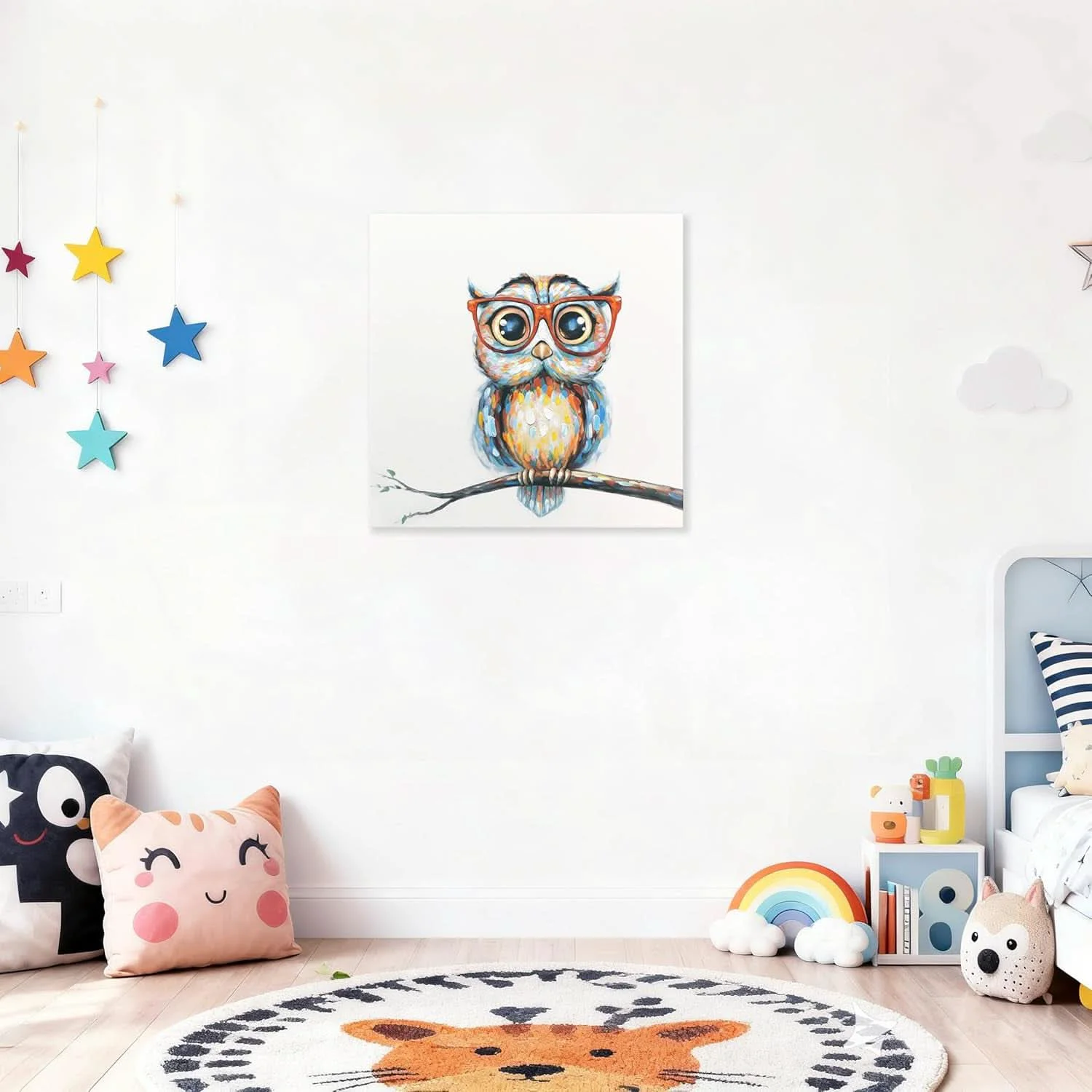 Fast Ultra Durable Colorful Owl Canvas Wall Art Twenty Four Inches Reusable