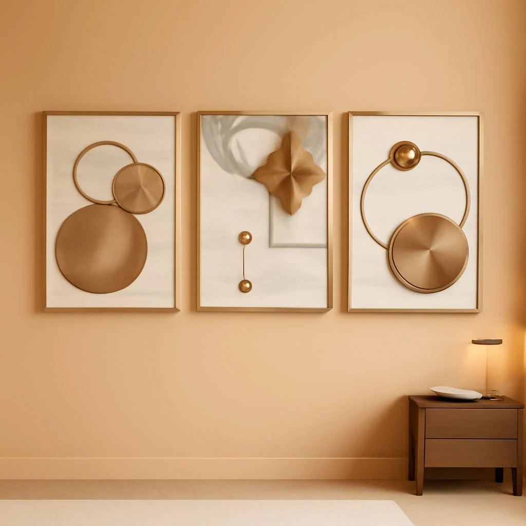 Smart Gold Framed Modern Wall Art Three Panel Display 24×36 Green