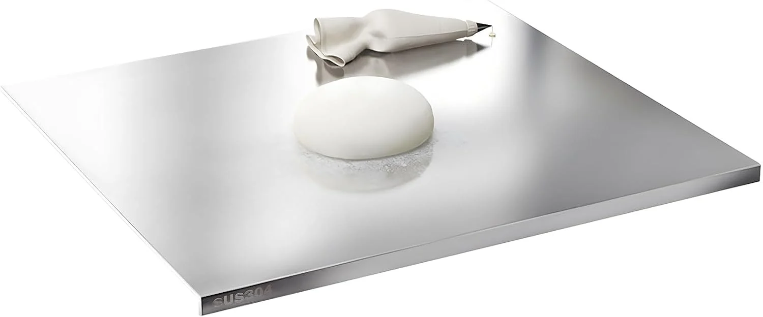 Professional Stainless Steel Cutting Boards for Kitchen 304 Stainless Steel Chopping Boards with Lip and Non-slip silicone pad for Countertop Cutting Meats Fruits Easy To Clean 15.7 23.6 0.06inch Reusable