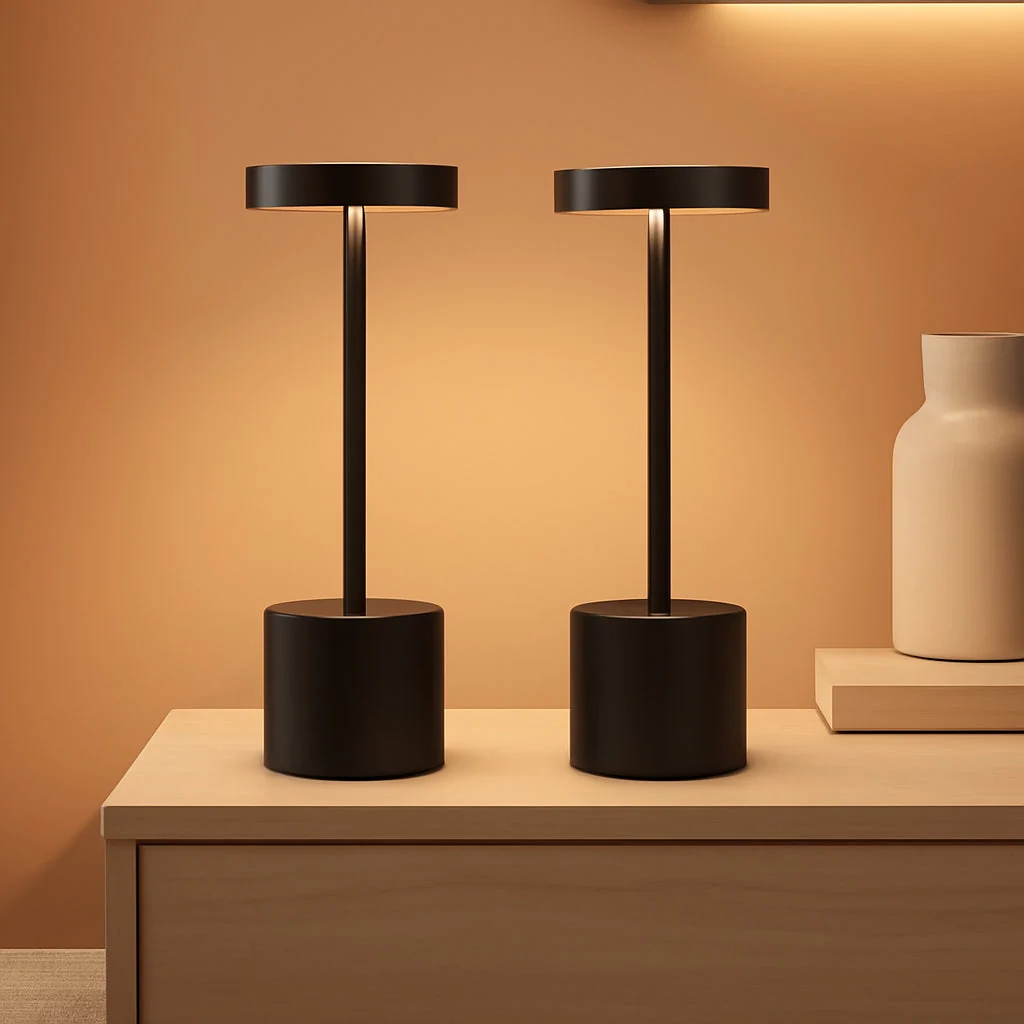 Unique LED Cordless Table Lamps Black Outdoor Rechargeable Contemporary