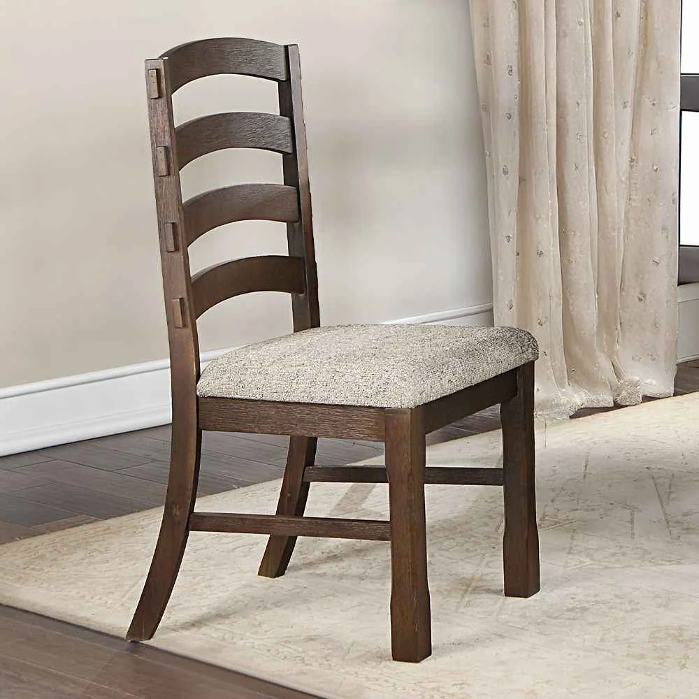 Convenient Pascaline – Side Chair Set of 2 – Gray Fabric Rustic Brown Oak Premium Material