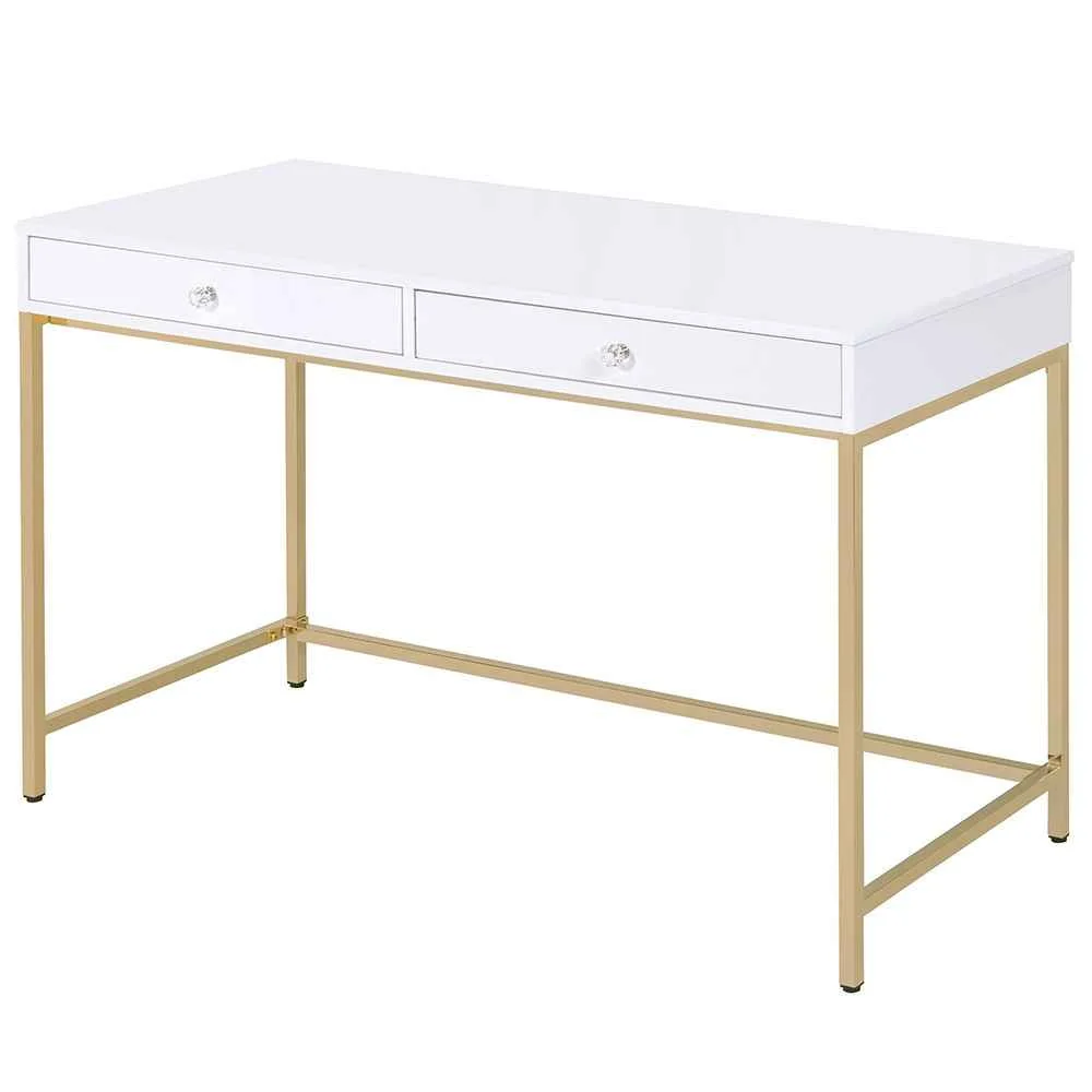 Durable Ottey – Vanity Desk Same 92540 – White High Gloss Gold High-Quality