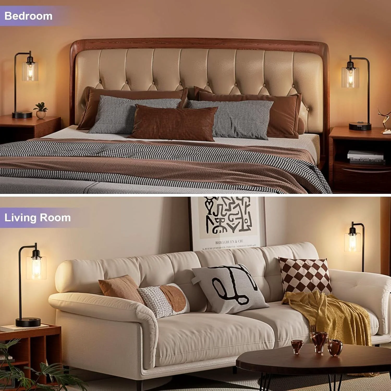Dependable Industrial Touch Table Lamps Bundle Black 3 Way Dimmable USB Green