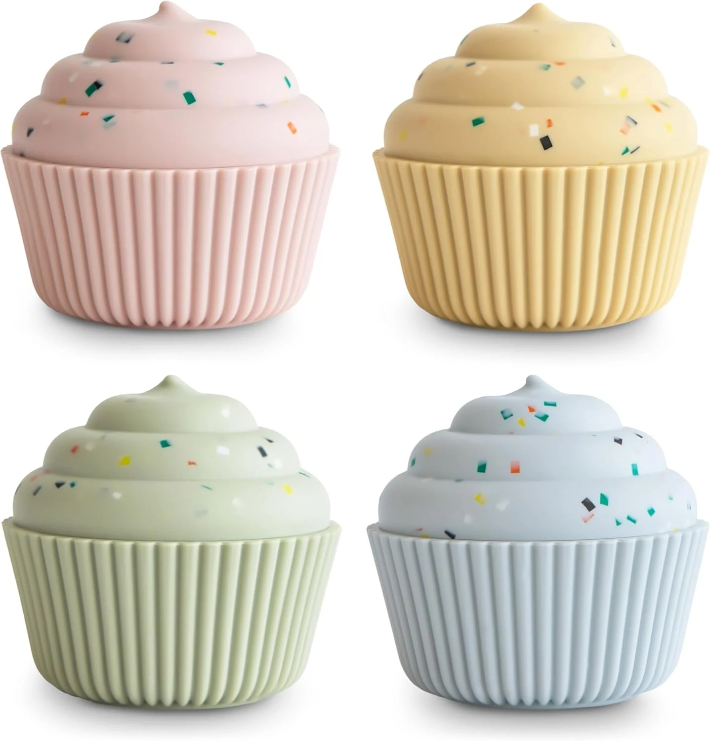Reusable mushie Silicone Mix and Match Cupcake Toy 4 Pack Mold Convenient
