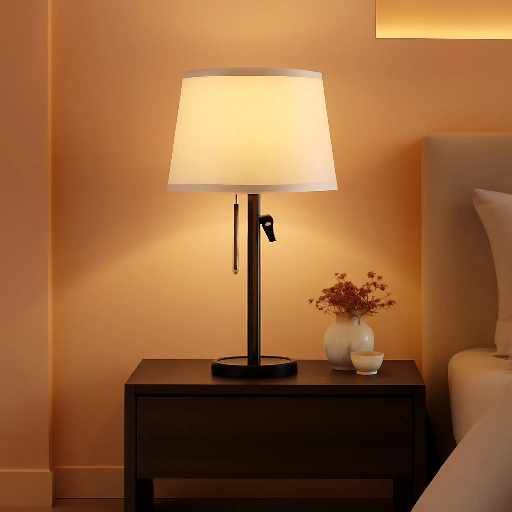 Trusted Bedside Table Lamps Jet Black Height Adjustable Modern Minimalist