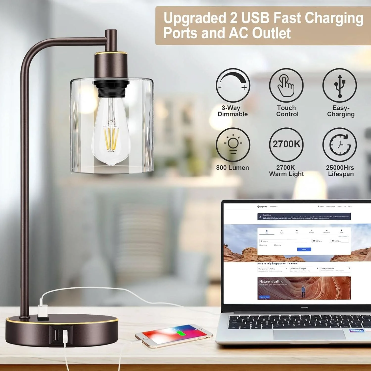 World-Class Industrial Touch Table Lamps Set Of 2 Oil Rubbed Bronze Exceptional